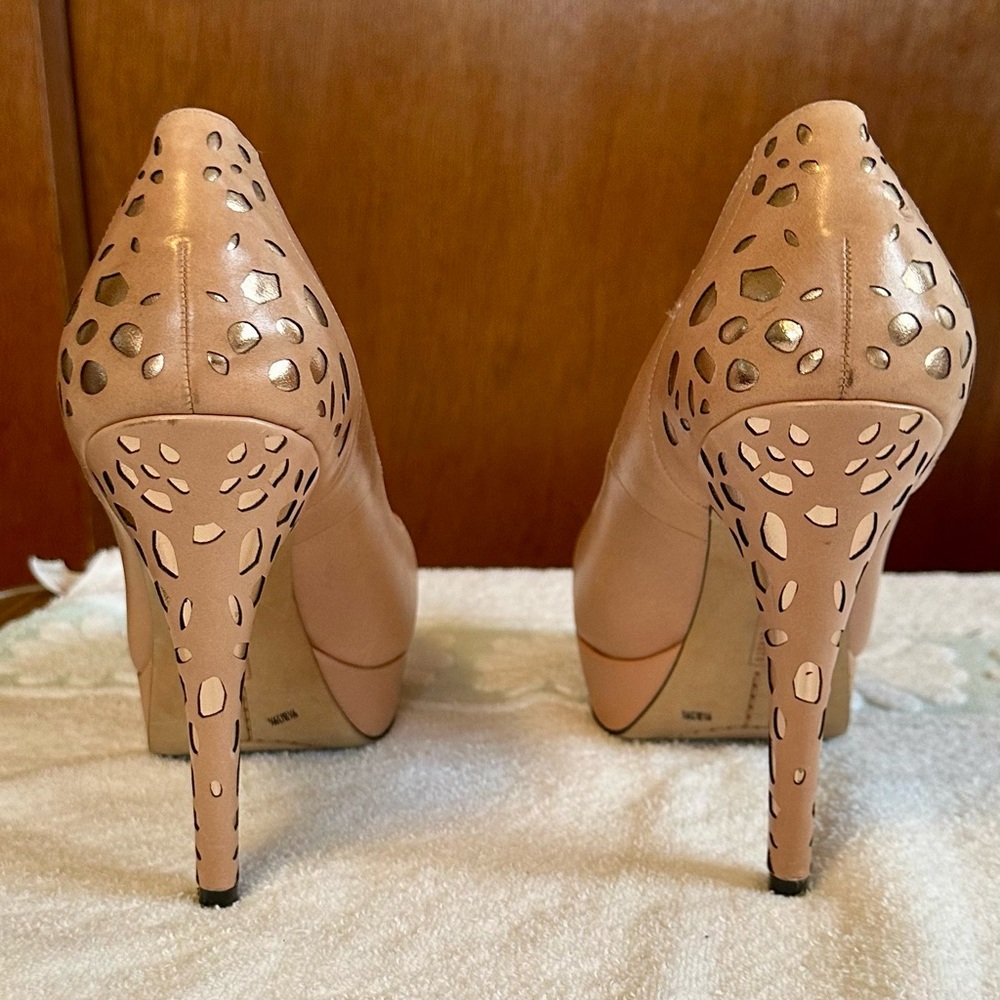 Vince Camuto Tan and Silver Heels